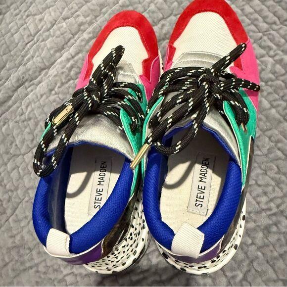 STEVE MADDEN WOMEN’S CLIFF RAINBOW SNEAKERS – MULTICOLOR ANIMAL PRINT, SIZE 8.5 - Picture 13 of 17